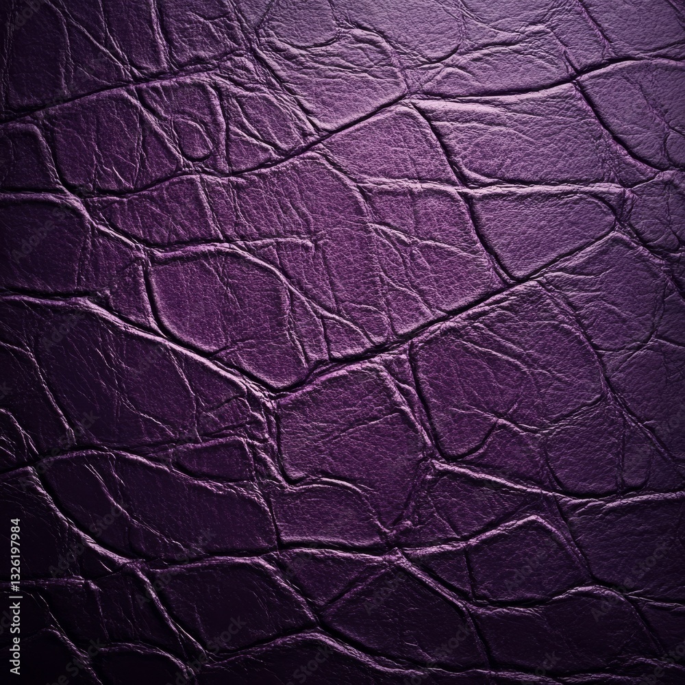 Poster deep purple textured leather: a luxurious close-up of crinkled hide with subtle light and shadow pla