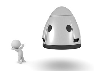 Fototapeta premium Happy 3D Character with a Space Capsule