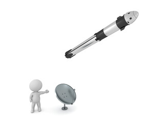 3D Character with a Rocket and an Antenna