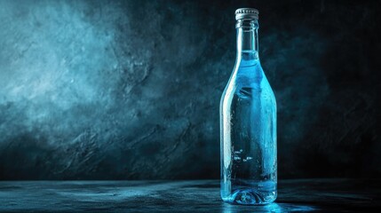 A clear plastic water bottle sits on a table, ready to be used