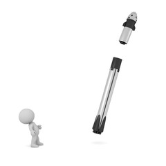 3D Character Watching a Rocket Launch