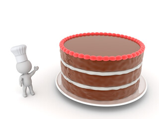3D Chef Character with a Cake