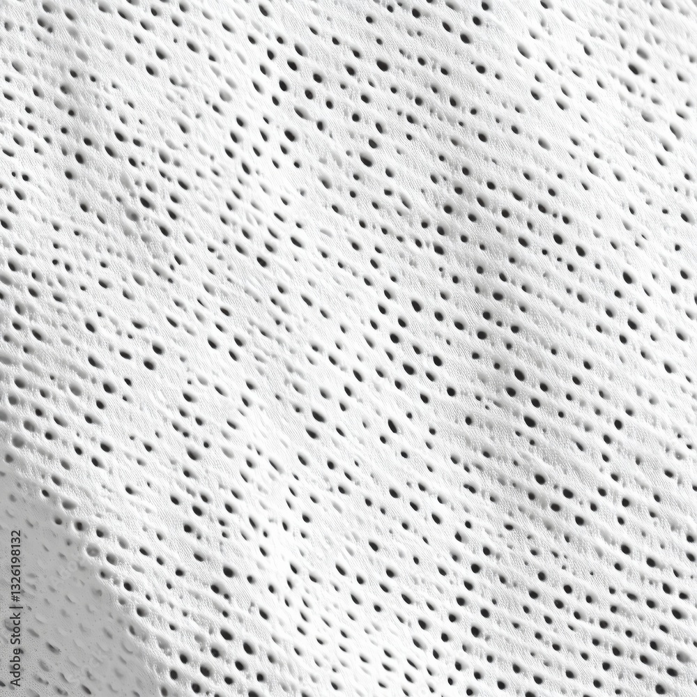 Poster Delicate White Perforated Fabric: A Textured Macro Shot Showcasing Small Holes and Subtle Shadows in a Repeating Pattern