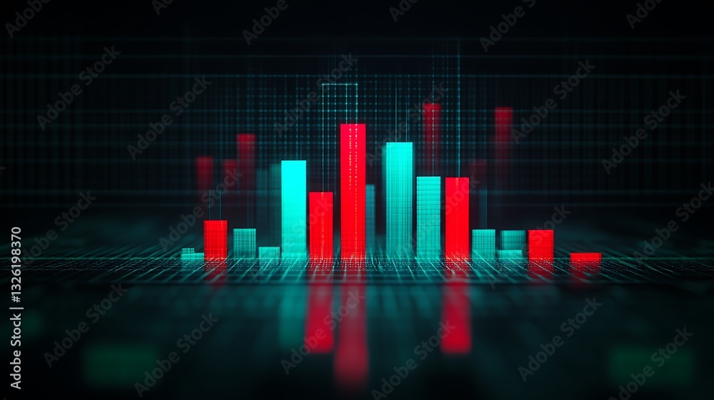 Poster vibrant data visualization with colorful bar graphs and digital background design for analytics and 