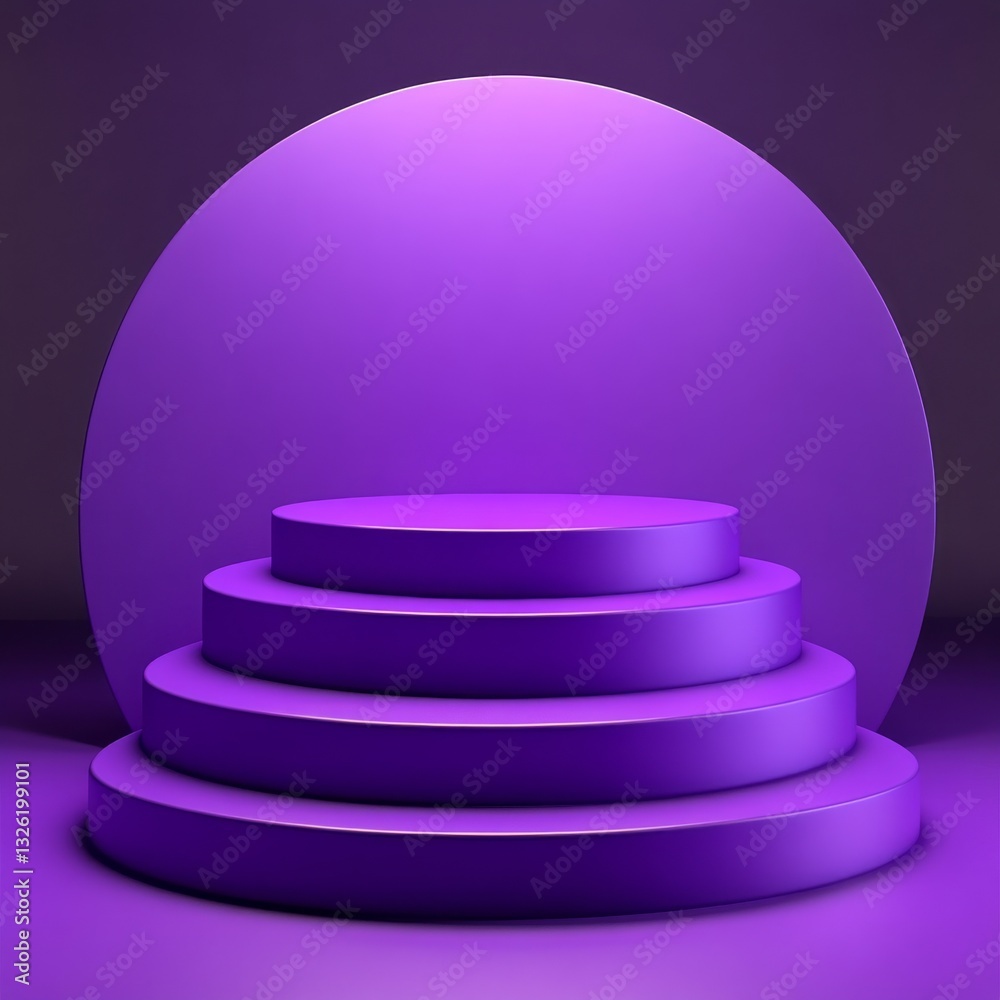Poster elegant purple podium with circular backdrop: a minimalist presentation platform for products and di