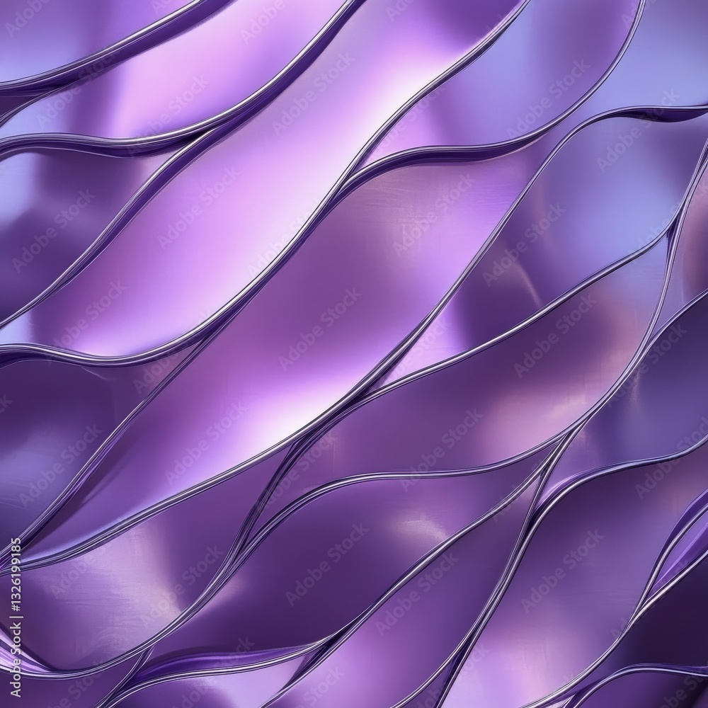 Aufkleber elegant purple waves: abstract metal formations with smooth surfaces and dynamic reflections