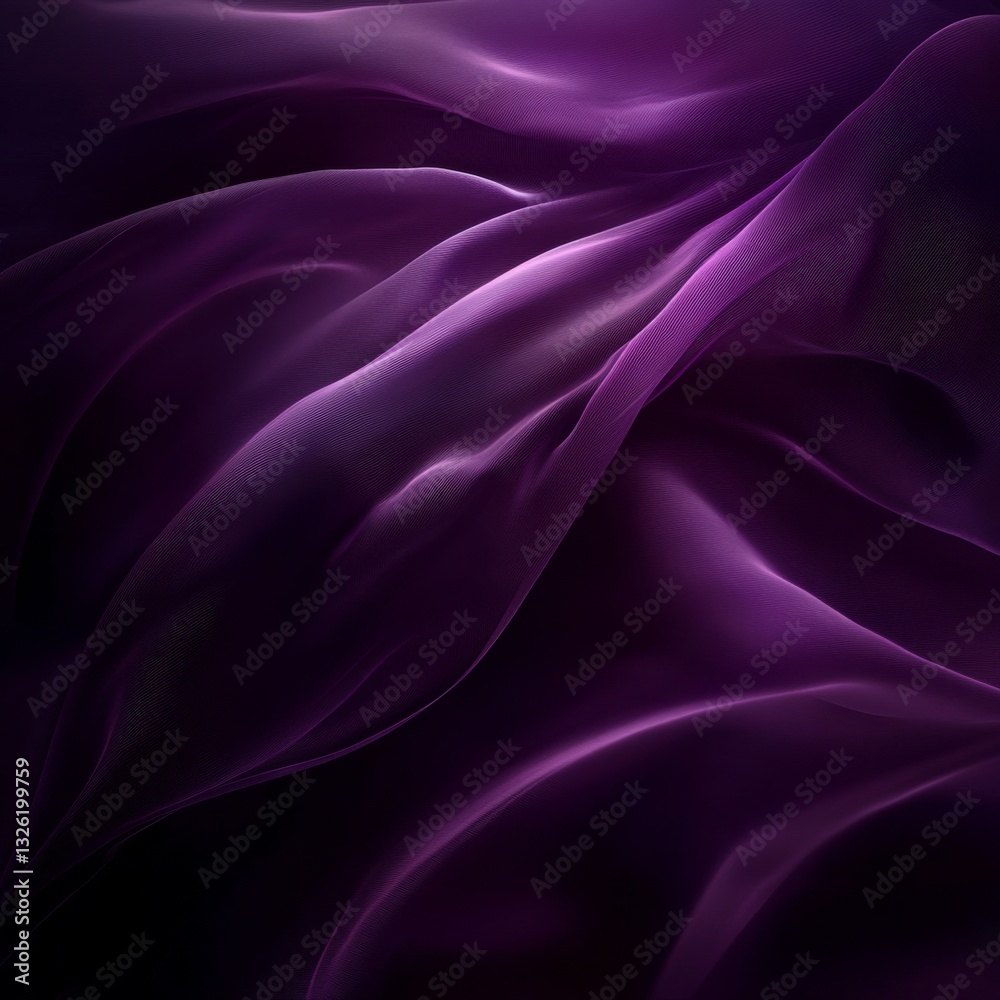 Aufkleber ethereal purple waves: a textured abstract depiction of flowing fabric with soft lighting and subtle