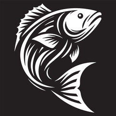 Cod fish logo design. Cod fish emblem. Fishing theme illustration.
