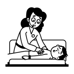 Nurse checkup sticker in glyph style 