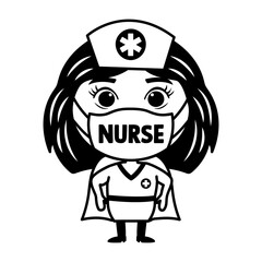 Nurse mask sticker in glyph style 