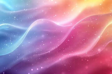 Obraz premium Close-up of Flowing Iridescent Waves, Glittering Particles - Abstract Background, Holographic, Dreamy, Colorful, Pastel, Texture