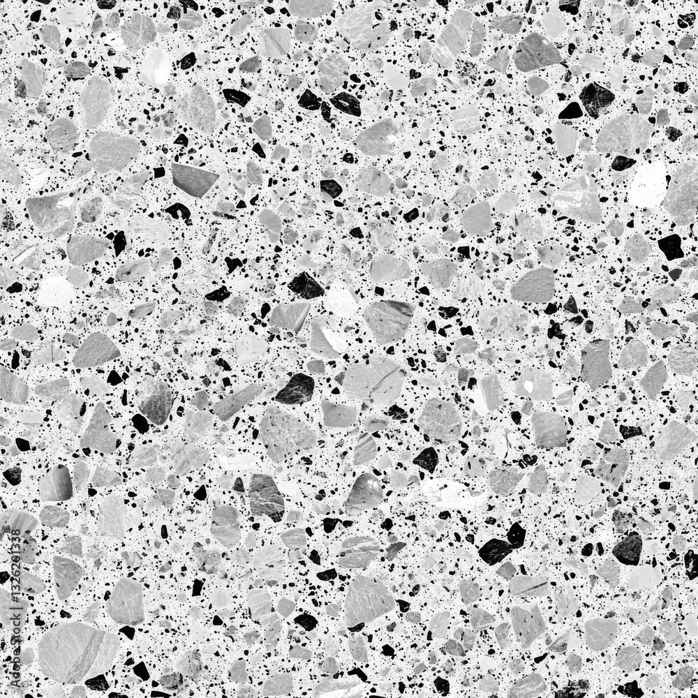 Aufkleber Monochromatic Terrazzo Texture: A Detailed Look at Stone Fragments Embedded in a Smooth Matrix Surface
