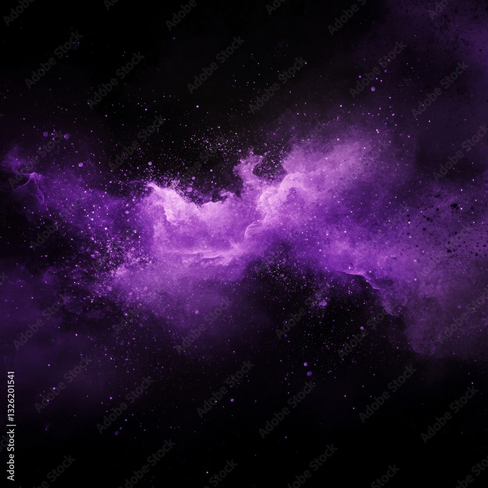 Poster mystical purple nebula: an ethereal display of cosmic dust and gas in the infinite void of space
