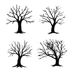 dead tree set vector silhouette 