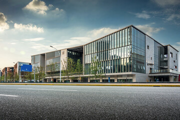 Modern Architectural Design of Urban Commercial Buildings Under Blue Sky