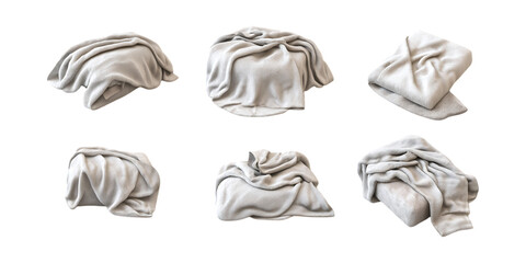 Pack Cozy Blanket Set Against Transparent Background for Home Decor, Comfort Branding, or Winter-Themed Designs