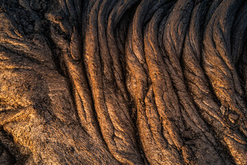 Solidified lava at sunrise in Erta Ale volcano in Afar region, Ethiopia