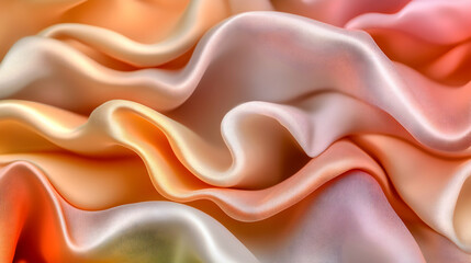Abstract image of soft, flowing pastel silk fabric with gentle waves and color gradients.