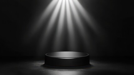 Spotlight on Empty Stage in Dark Room for Presentation or Display