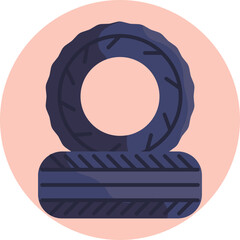 A rugged tyre symbol often seen in paintball arenas as cover.