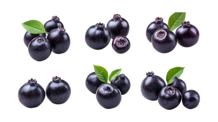 Pack Acai Set in Different Poses Against Transparent Background for Superfood Branding, Healthy Lifestyle Promotion, or Organic Product Packaging