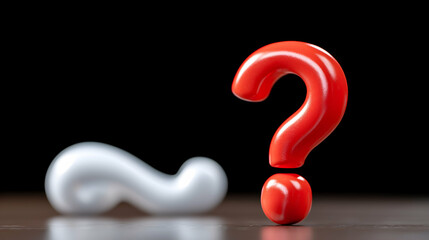 Red and White Question Marks on Black Background