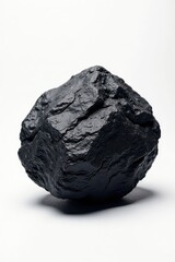 Obraz premium Massive black coal lump on stark white backdrop, still life, mining industry