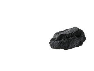 Isolated black coal rock on a white background, representing fossil fuel, mining, and industrial energy sources. Generative AI