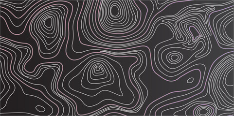 Mountain Relief and Geographic Contour Mapping Combined with Artistic Abstract Wave Curves for a Unique Topographic Design Concept
