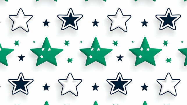 Seamless Green And White Star Pattern