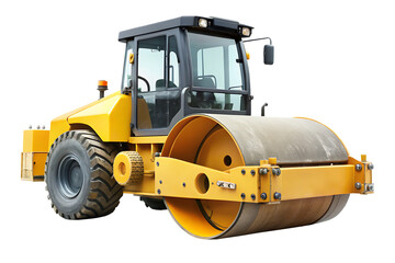Obraz premium Road roller isolated on white background as transparent PNG. GENERATIVE AI