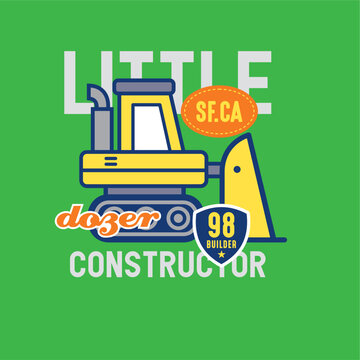 Little diger Constructor  , city building hand drawn illustration vector 