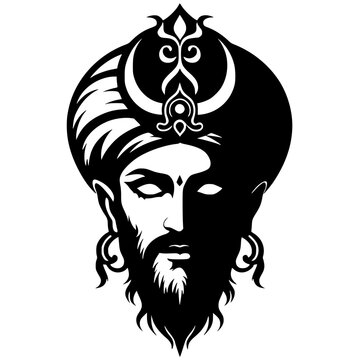 black and white sikh man portrait clip art preview