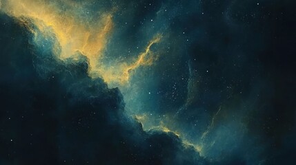 Fototapeta premium Stunning Deep Space Nebula Golden Clouds and Starfield Galaxy