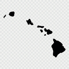 Hawaii Map Black, State Border, United States, US America, Transparent Isolated, Variations. High detailed vector map - Hawaii. Vector icon. Color set