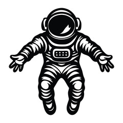 Exploring Astronaut Vector Illustration, Hand-Drawn Doodle Style Sketch of an Astronaut in Space on a White Background