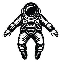 Exploring Astronaut Vector Illustration, Hand-Drawn Doodle Style Sketch of an Astronaut in Space on a White Background