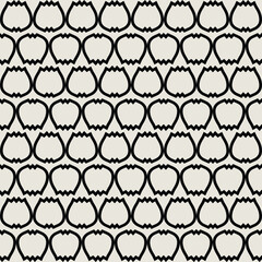 Naklejka premium Geometric seamless mid-century circles pattern in black and white. Graphical illustration for a unique textiles and home décor.