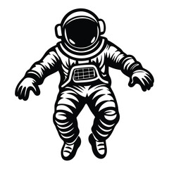 Adventurous Astronaut Vector Illustration, Hand-Drawn Doodle Style Sketch of a Space Explorer Floating in Zero Gravity on a White Background