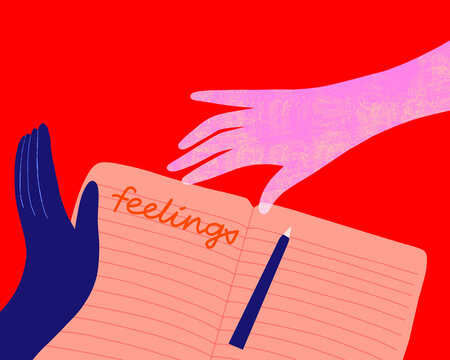 Expressing feelings through journaling. Writing in journal