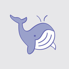 Funny Whale illustration hand drawn 