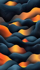Fototapeta premium Abstract Flowing Lines, Blue and Orange Waves on a Dark Background, Modern Digital Art