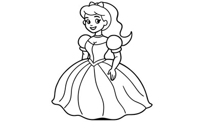 Fototapeta premium Black and white vector illustration of children's activity coloring book pages with pictures of Character princess.
