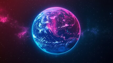 Fototapeta premium Glowing Neon Planet Icon with Vibrant Colors
