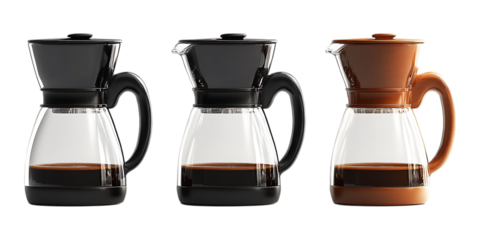 Pack Coffee Maker Set Against Transparent Background for Kitchen Branding, Cafe Promotions, or Barista Equipment Illustrations