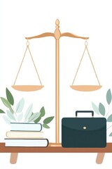 Balancing work and study illustrated as scales with books and a briefcase