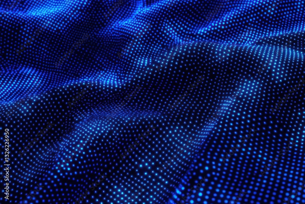 Aufkleber a mesmerizing close-up of a vibrant blue fabric with intricate dot patterns, creating a dynamic text