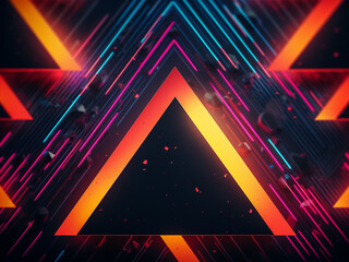 80s retro poster with sharply defined angles and bold colors blending vibrantly to express energy