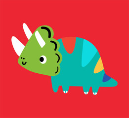 triceratops dino full colour hand drawn illustration