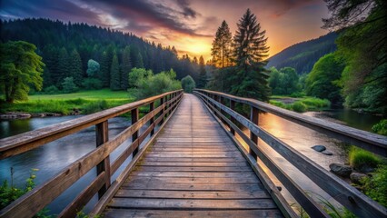 Naklejka premium Bridge in Black Forest at Dusk